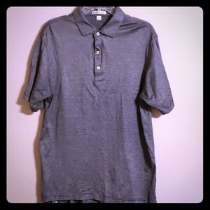 Peter millar grey and black stripe polo